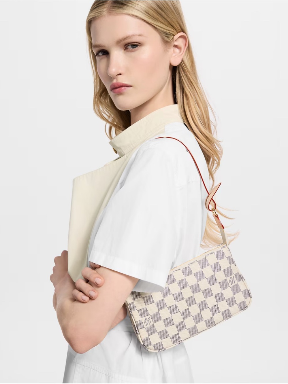 Louis Vuitton Pochette Accessoires Shoulder Bag in Damier Azur Canvas